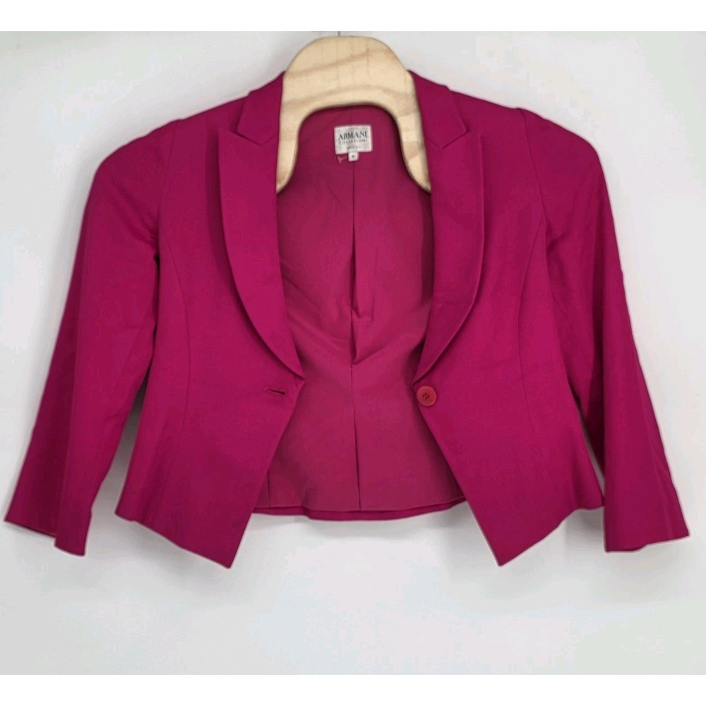 Armani Collezioni Pink Single Button Womens Blazer Coat Jacket Size 10 Italy